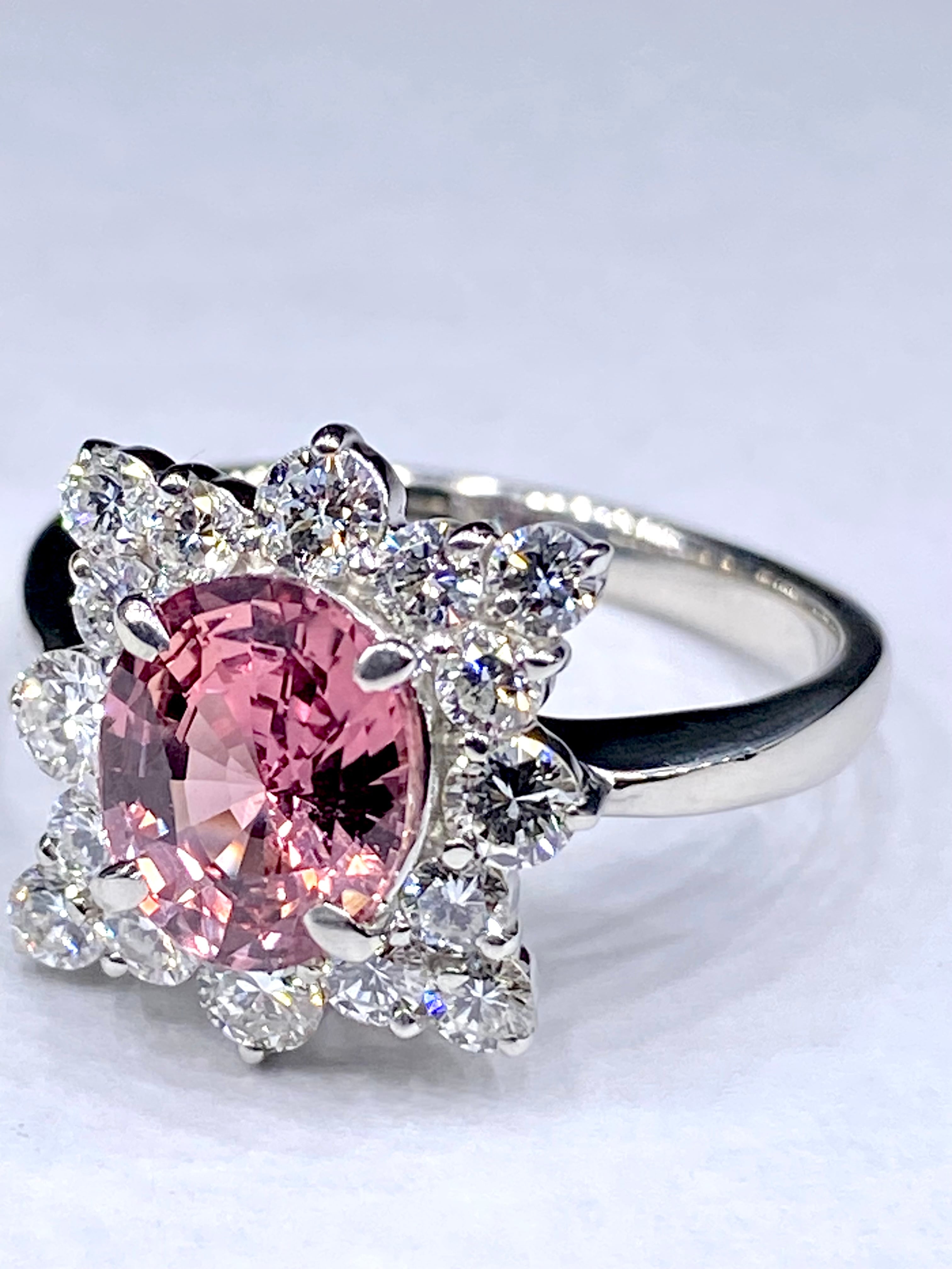 パパラチアサファイア 1.67ct / ダイヤモンド 計0.76ct Pt900 リング