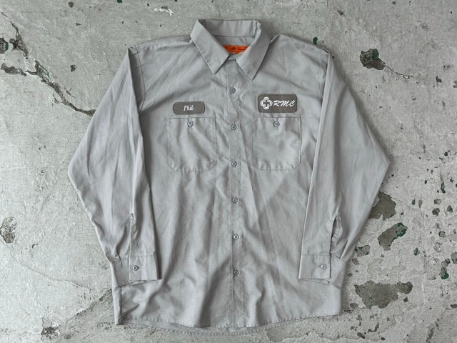 RED CAP EMBLEM WORK SHIRT GREY LARGE 10619