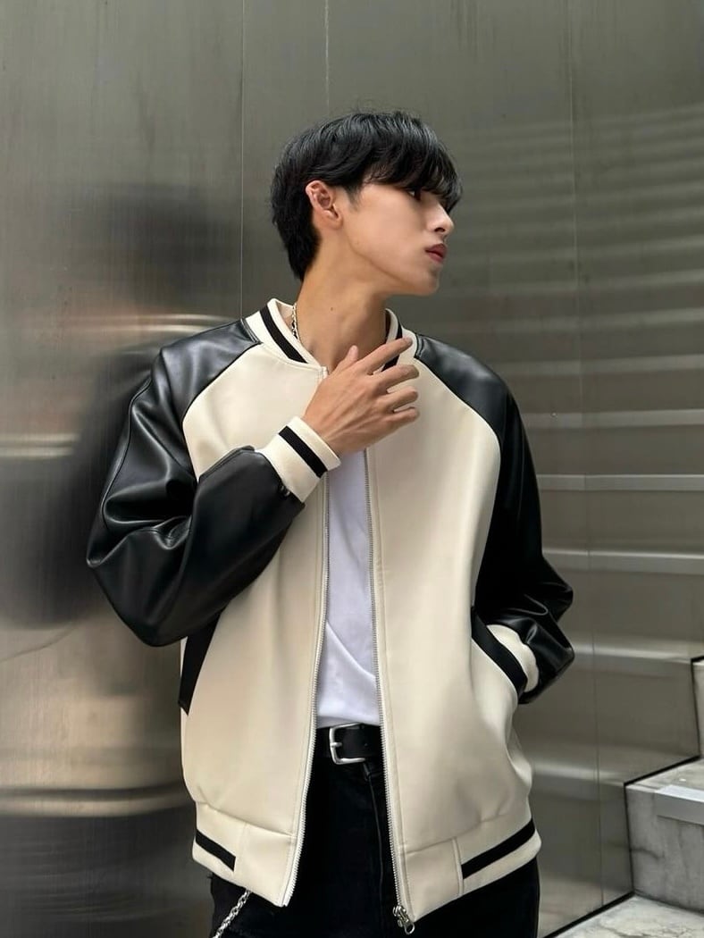 ALUDE SELECT】ivory pu leather jacket (2color) | 【ALUDE】韓国