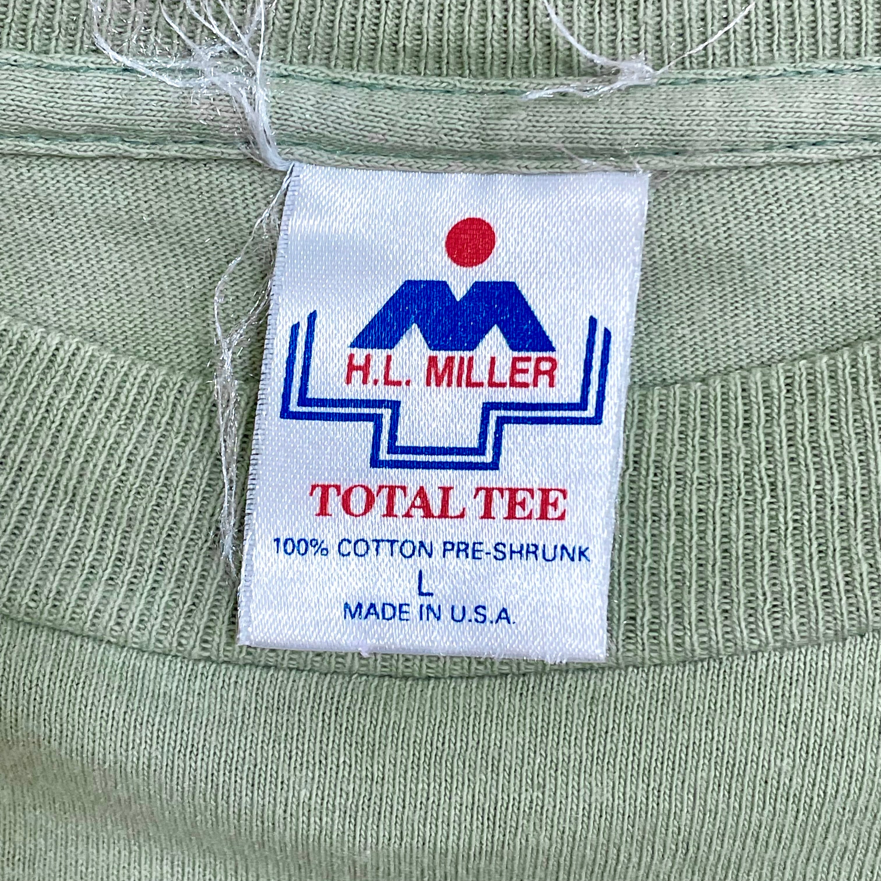 H.L. MILLER】90s USA製 Tシャツ HAWAII 刺繍ロゴ ワンポイント シングルステッチ ミント 半袖 夏物 US古着