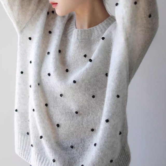 Dot loose knit sweater A845