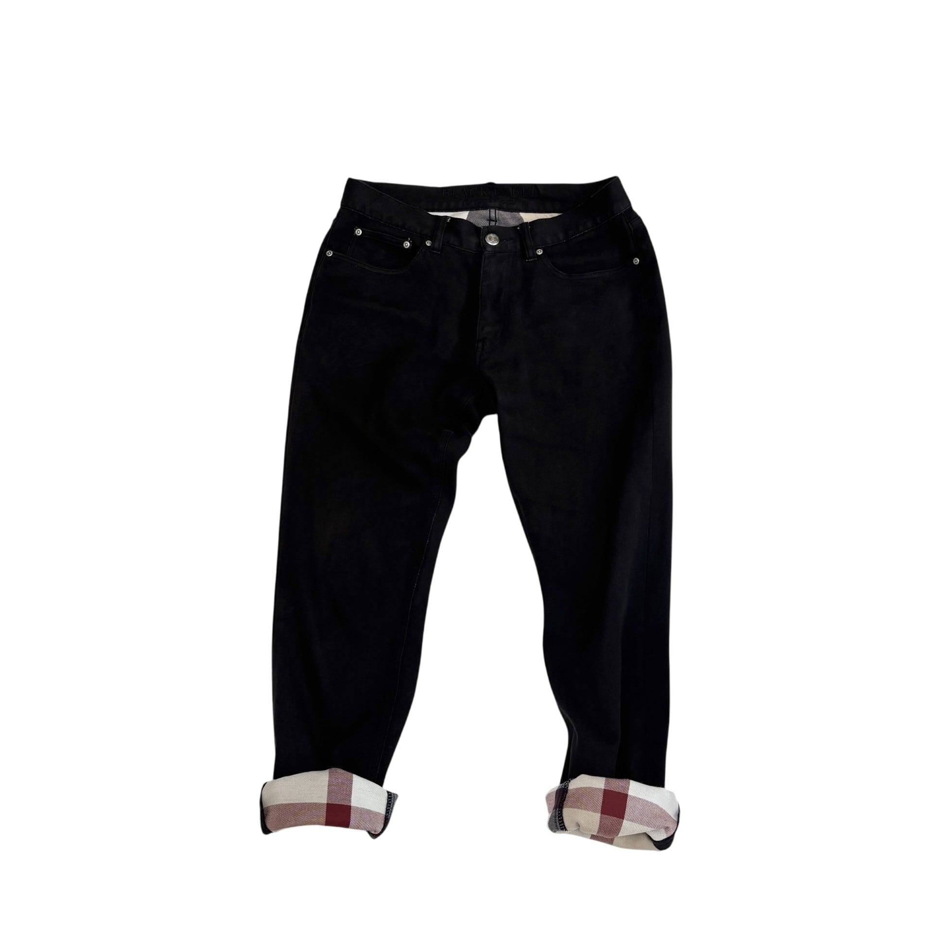 中古 ブラックレーベル クレストブリッジ BLACKLABEL CRESTBRIDGE コットンパンツ 綿パン クリーニング済み 黒 テーパード メンズ Mサイズ