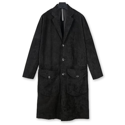 【STRUM ストラム アパレル ウェア】RUST/カーフスエードロングオーバーコート/ブラック【送料無料】