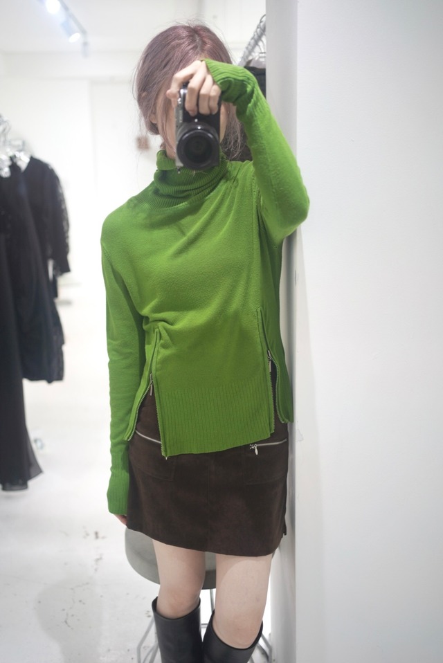 unique zip green knit
