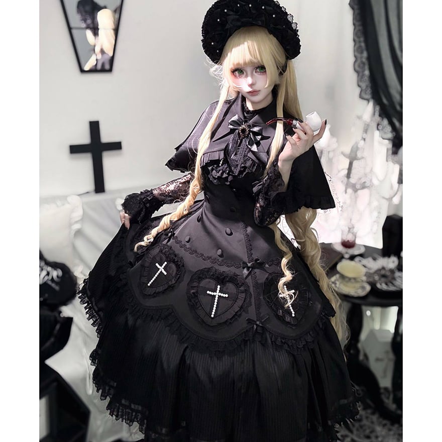 ゴスロリ ダークウィドウ 魔女 ケープ 病み可愛い ダークゴシック