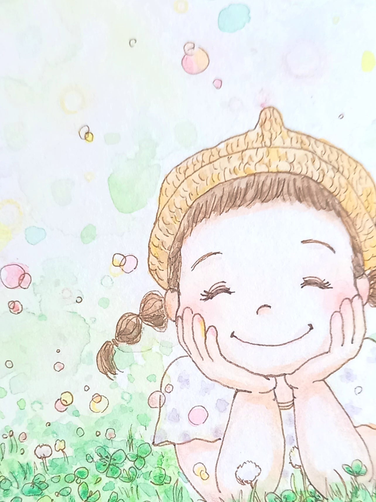 お空の天使イラスト原画☆2L判size受注品 | イラスト工房 hikarino