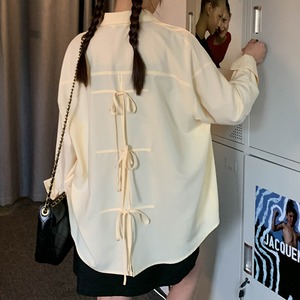 back slit strap lapel shirt
