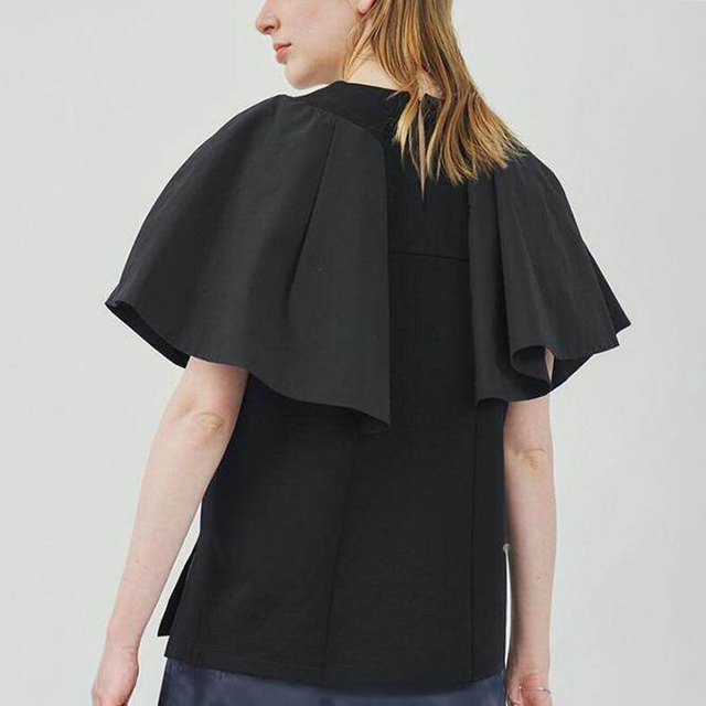 Asymmetry combination frill t-shirt A00181