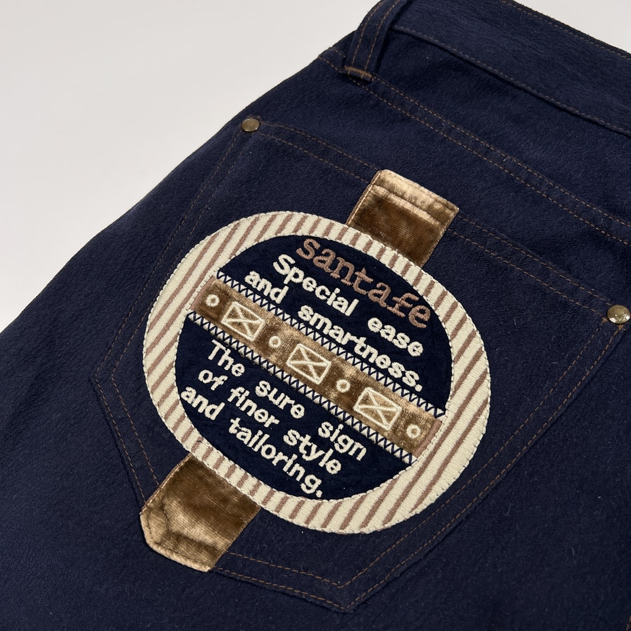 santafe サンタフェ バックデザイン パンツ ボトムス 32 /ネイビー系/メンズ/日本製