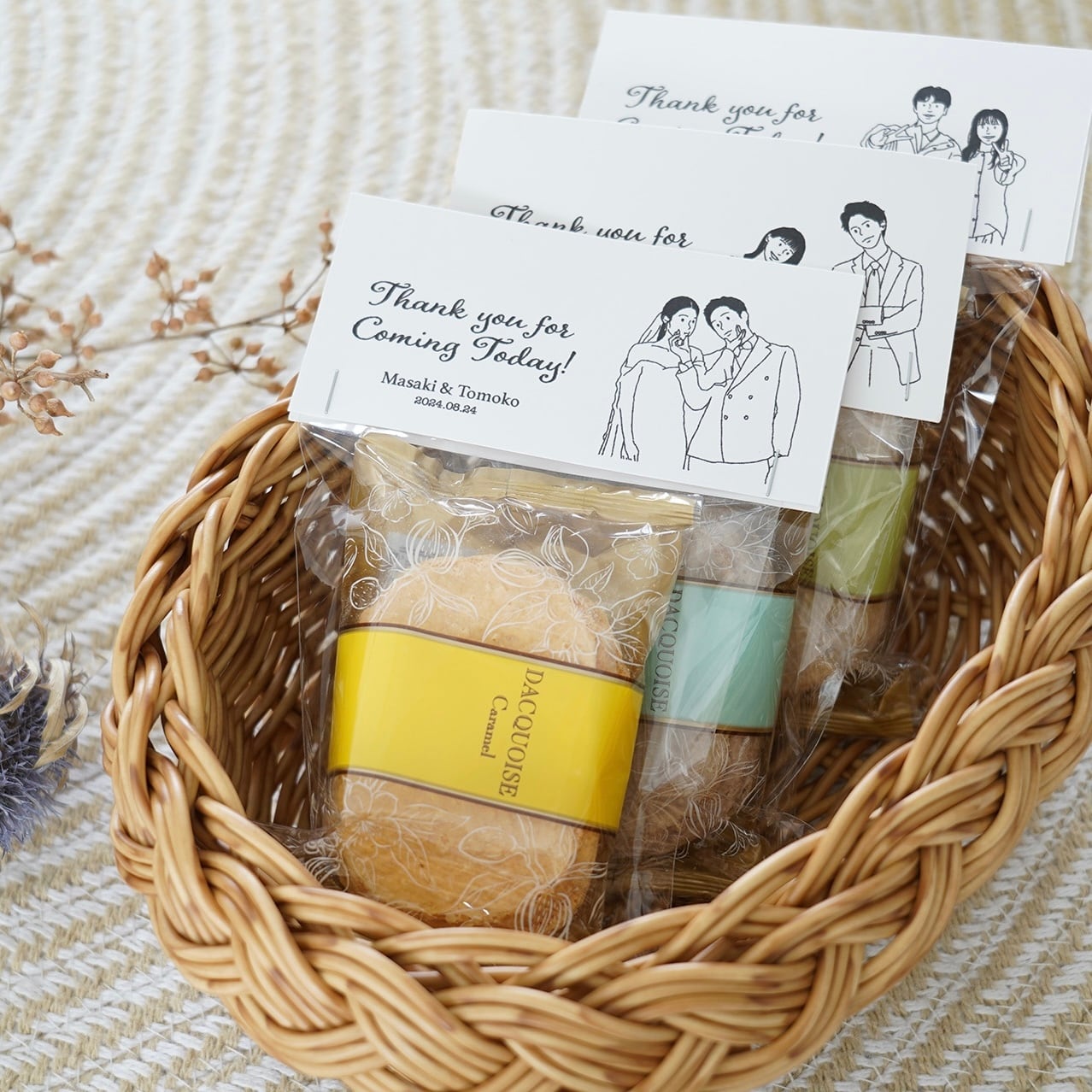 ウェディング 結婚式 プチギフト ヘッダー サンキュータグ 似顔絵 イラストデータ付き 手書き オーダーメイド