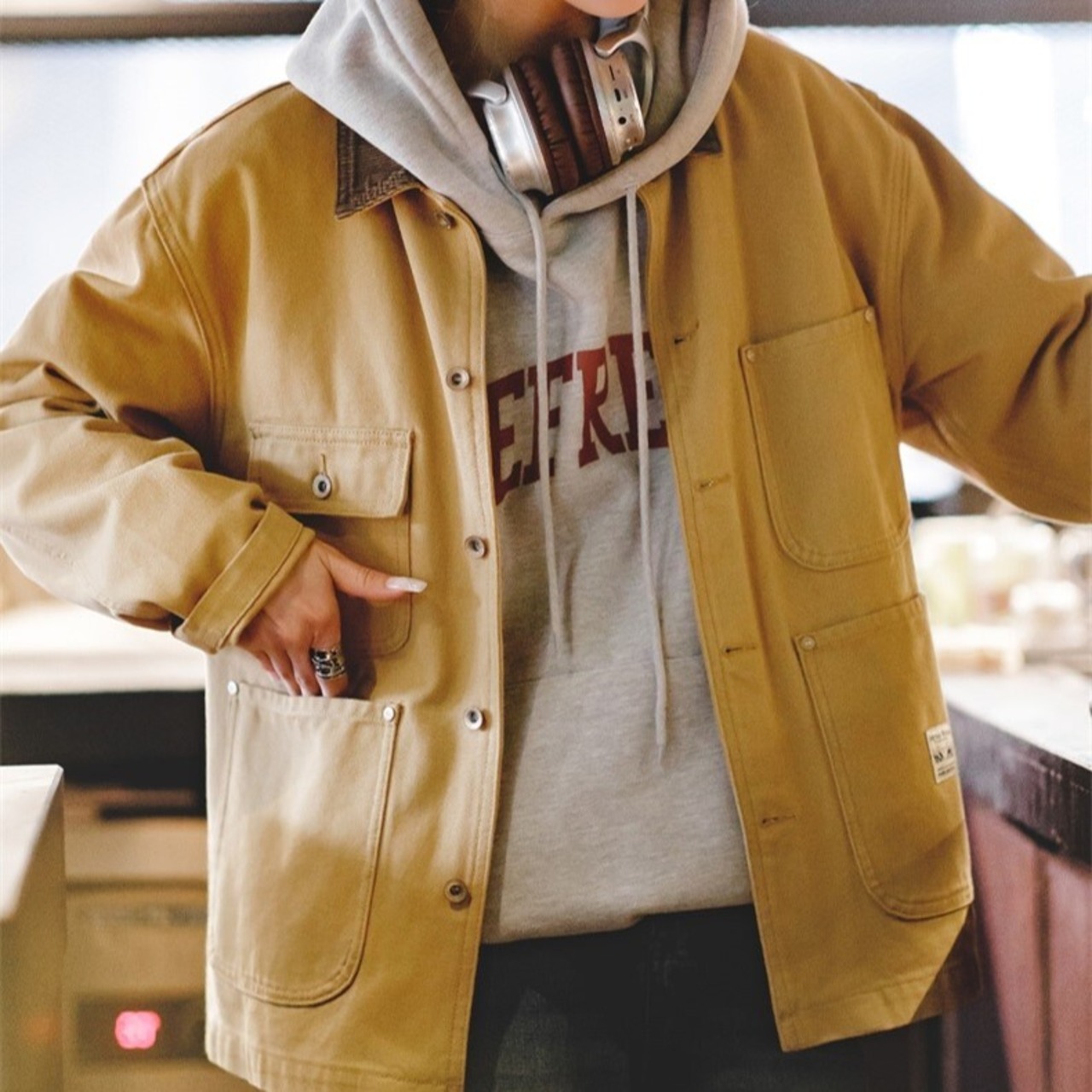 【UNISEX】 Retro Cotton Canvas Jacket / ユニセックス レトロ キャンバス ジャケット