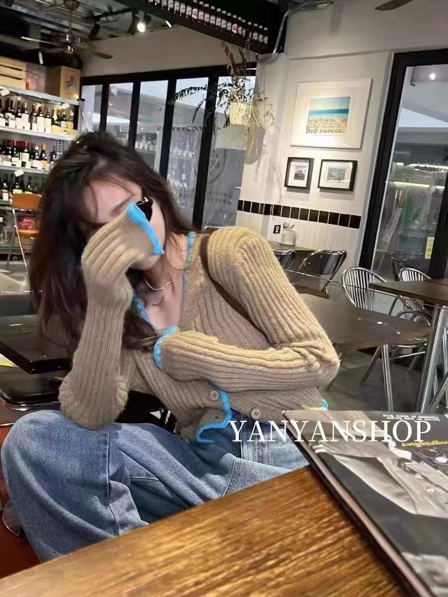 パイピング配色ニットカーディガン  AJ22231-6173