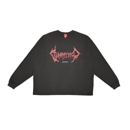 GINRHYMES/"HORROR LOGO" LONG SLEEVES TEE/CHARCOAL
