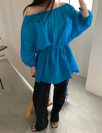 【新作5%OFF・3日間】100%Linen Off-Shoulder Tops_2colors