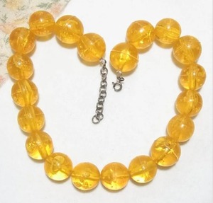山吹色の大玉ビーズネックレス　アクセサリー卸値以下でセール　K2097N