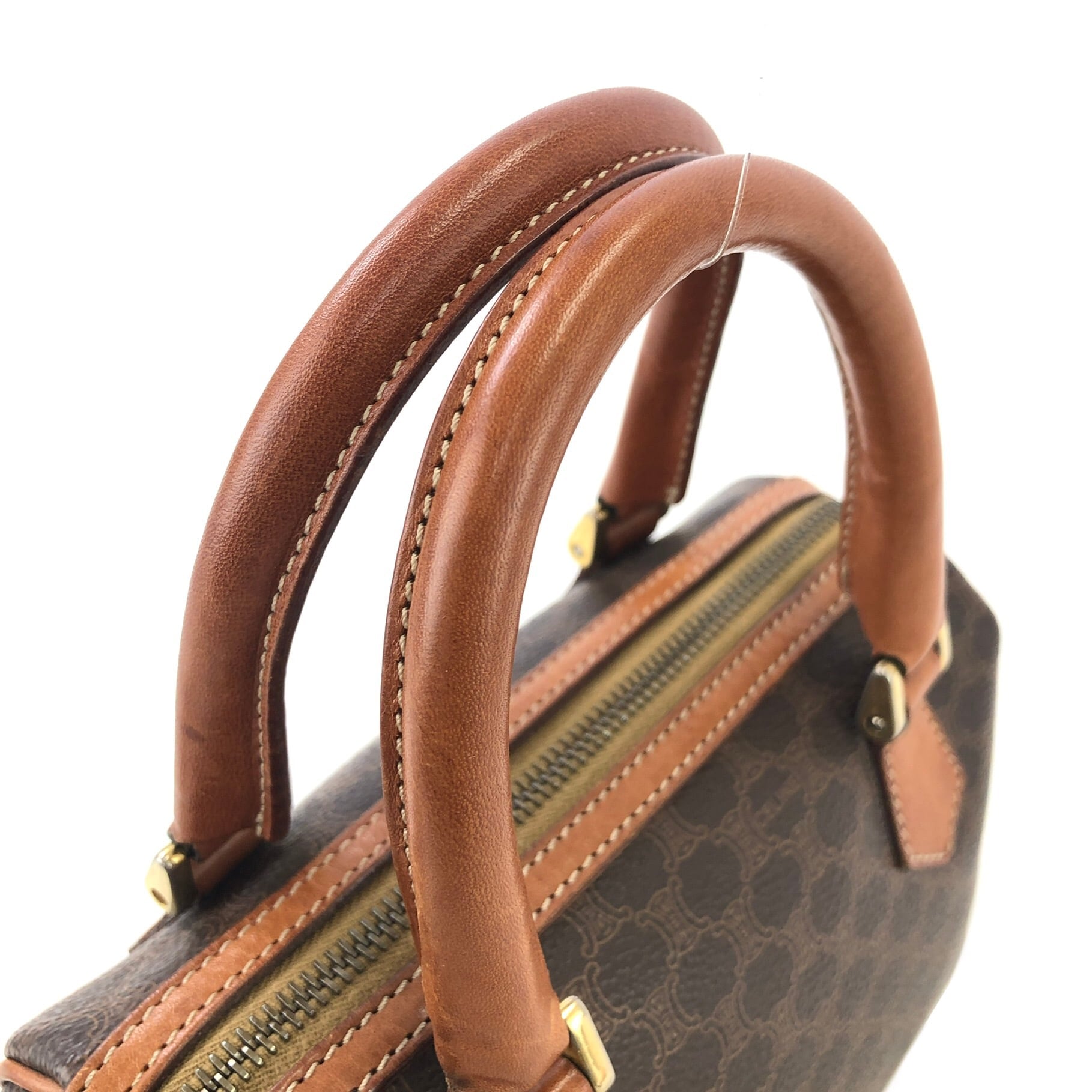 CELINE セリーヌ マカダム レザー ミニボストン 2WAY ショルダー CELINE セリーヌ マカダム レザー ミニボストン 2WAY ショルダー