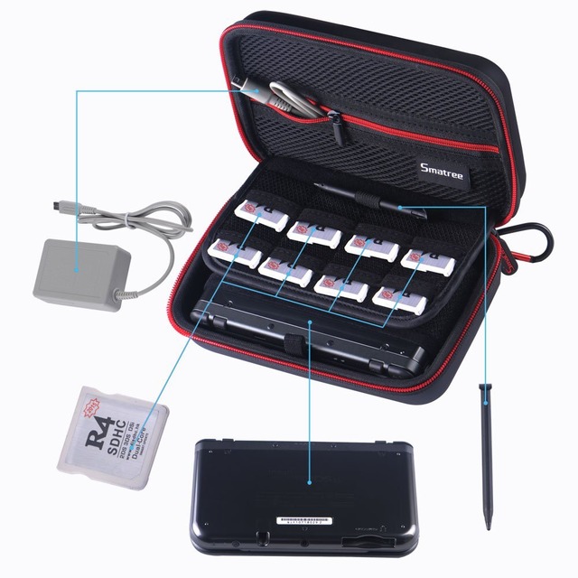 Smatree ニンテンドー New 2DS LL/New3DS/New3DSLL/3DS/3DSLL/DSi及びGPD WIN対応収納ケース（黒赤）
