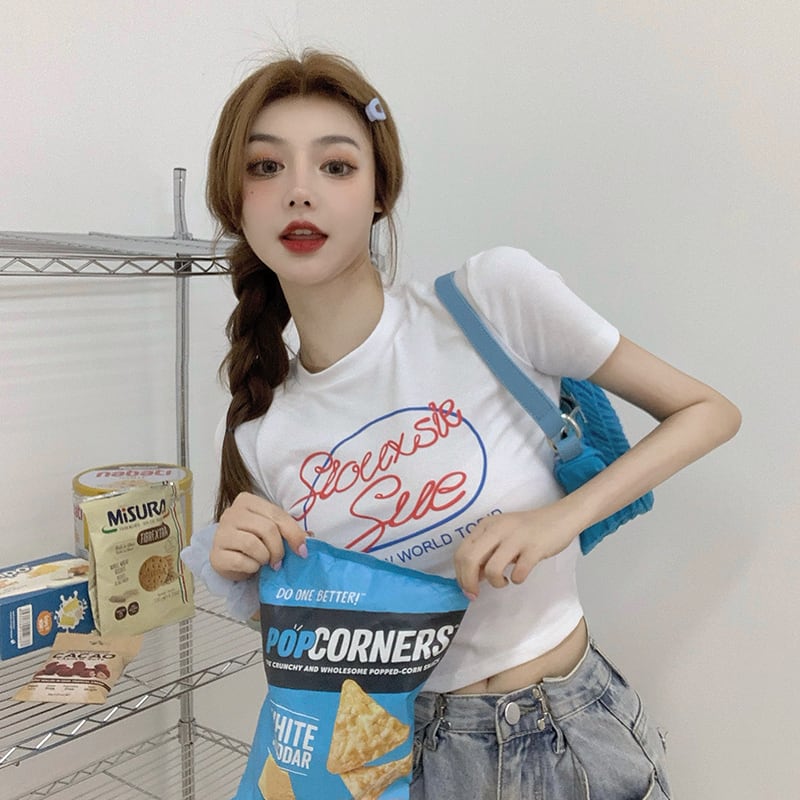 ホワイトTシャツ シャツ サマープリントレッド 夏物 ドラファッションホール18449017682