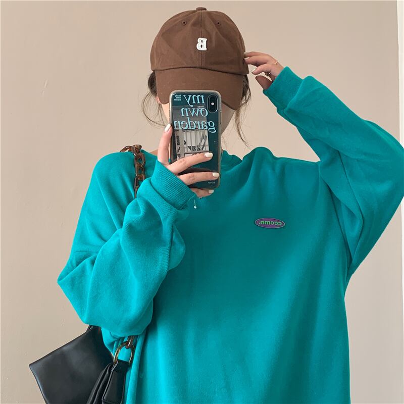 トレーナー ワンポイント ロゴ レディース かわいい 韓国トレーナー レディース スウェット トレーナー レディース カットソー 長袖 韓国ファッション 春 秋 冬 レディース トップス カジュアル カラフル ガーリー レイクブルー パープル ピンク グレー Viento