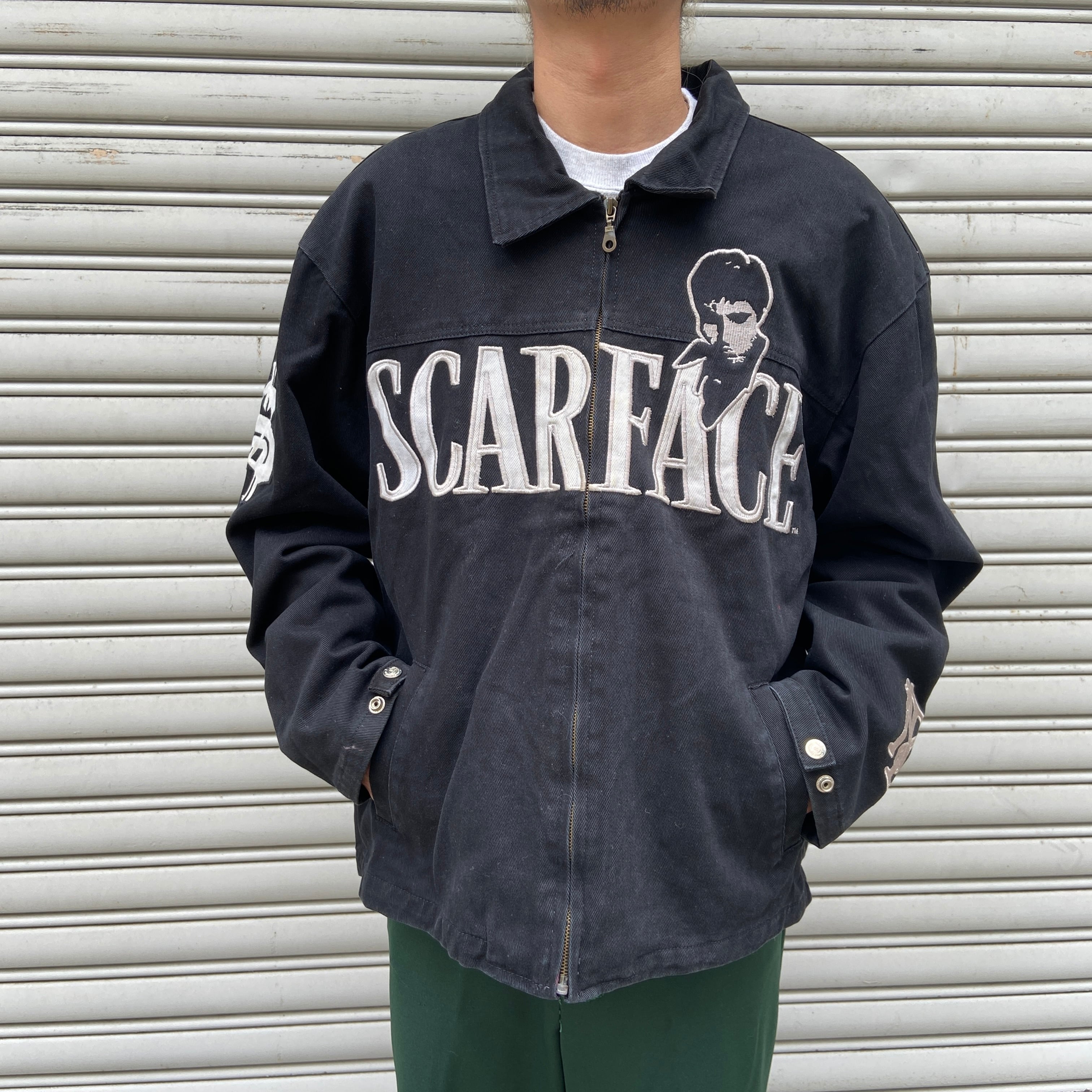 90s JHDESIGN スカーフェイス フルジップジャケット ムービー 黒 90s JHDESIGN スカーフェイス フルジップジャケット ムービー 黒