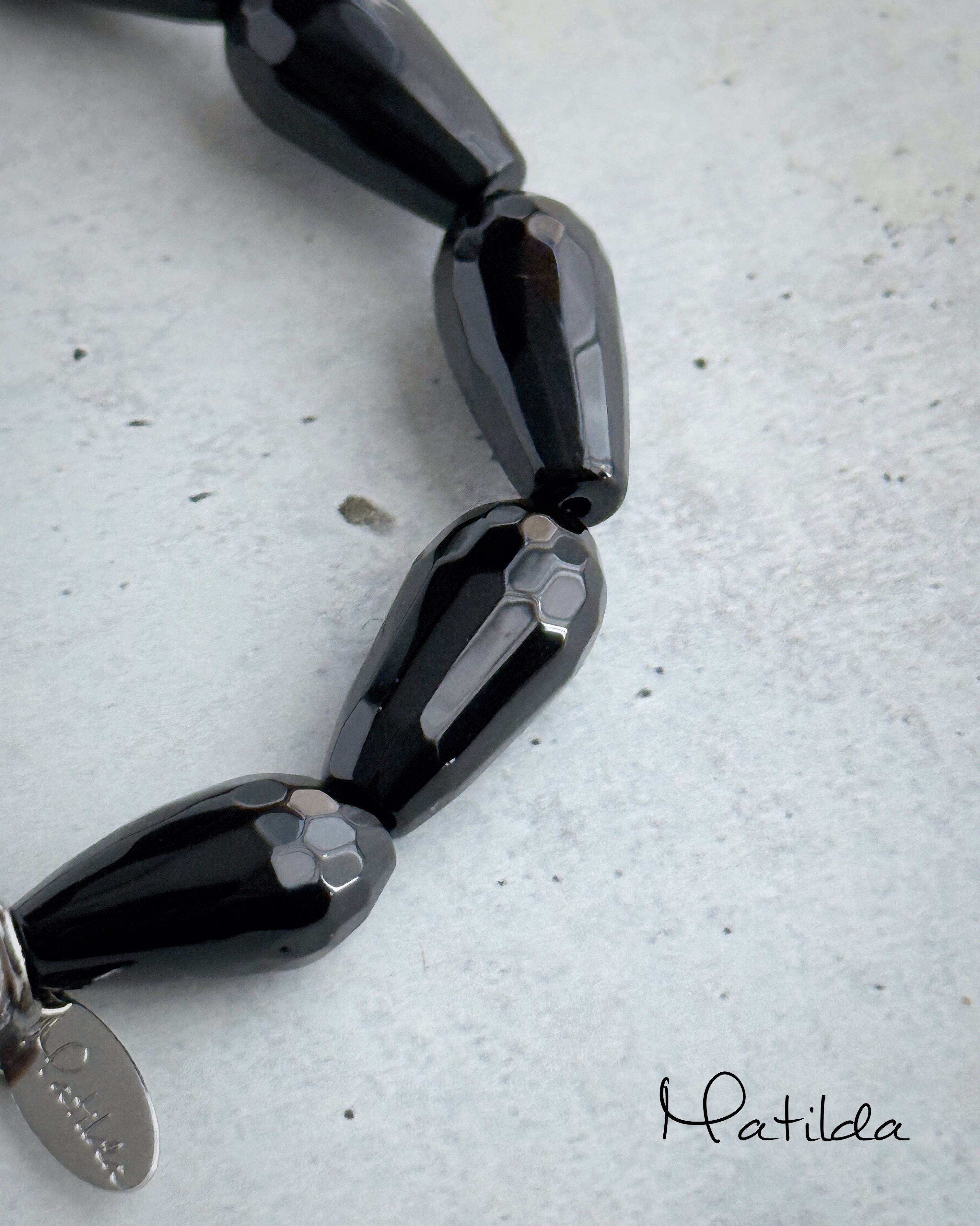 Chain & stone bracelet(オニキス×シェル)