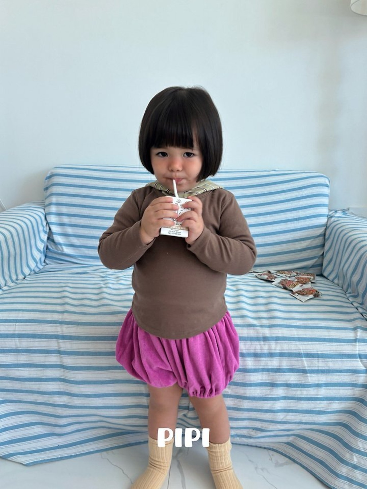 韓国子供服 / 26Autumn / 〖取寄〗pipi / リブTシャツ / ベビー服 / キッズ服 *XS~M*