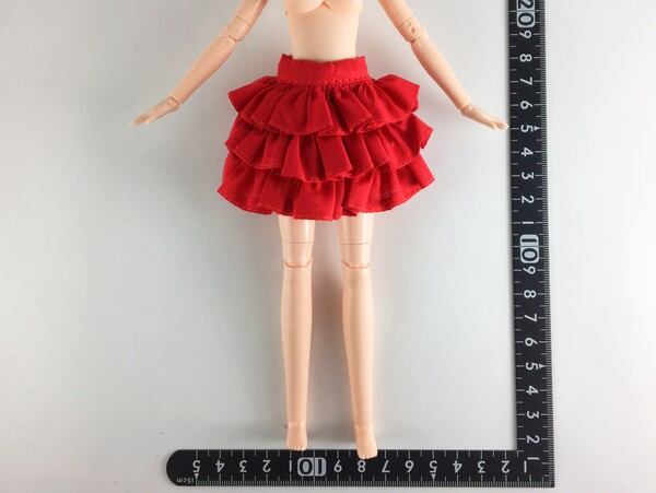 ドール服 1/6 女性用25 ティアードスカート レッド B-70 - 画像1