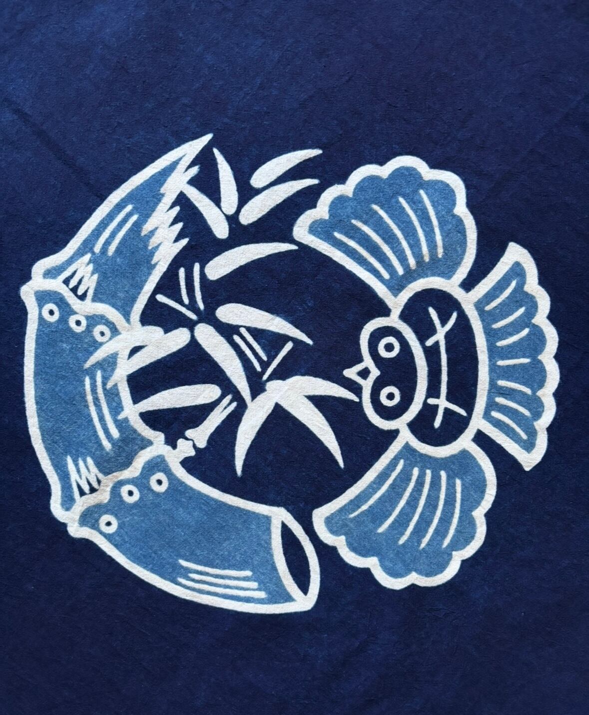 筒描藍染 風呂敷 竹雀A | 長田染工場