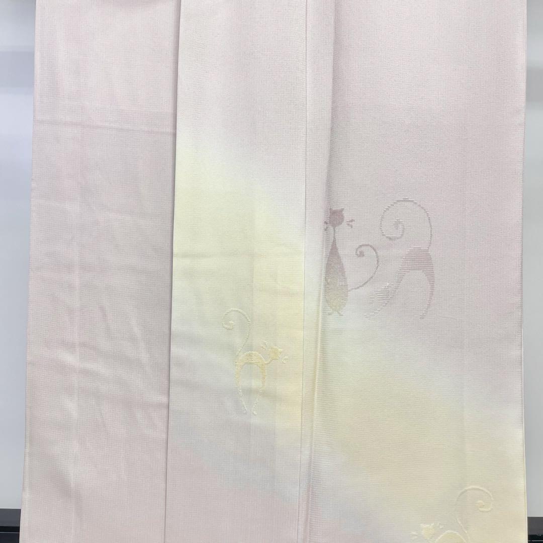 付下げ 猫柄 薄桃色 暈し染 しつけ糸 ガード加工 トールサイズ K-3999 