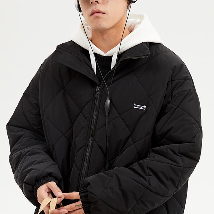 ★RETRO LOZENGE COTTON STAND COLLAR COAT　　　20372