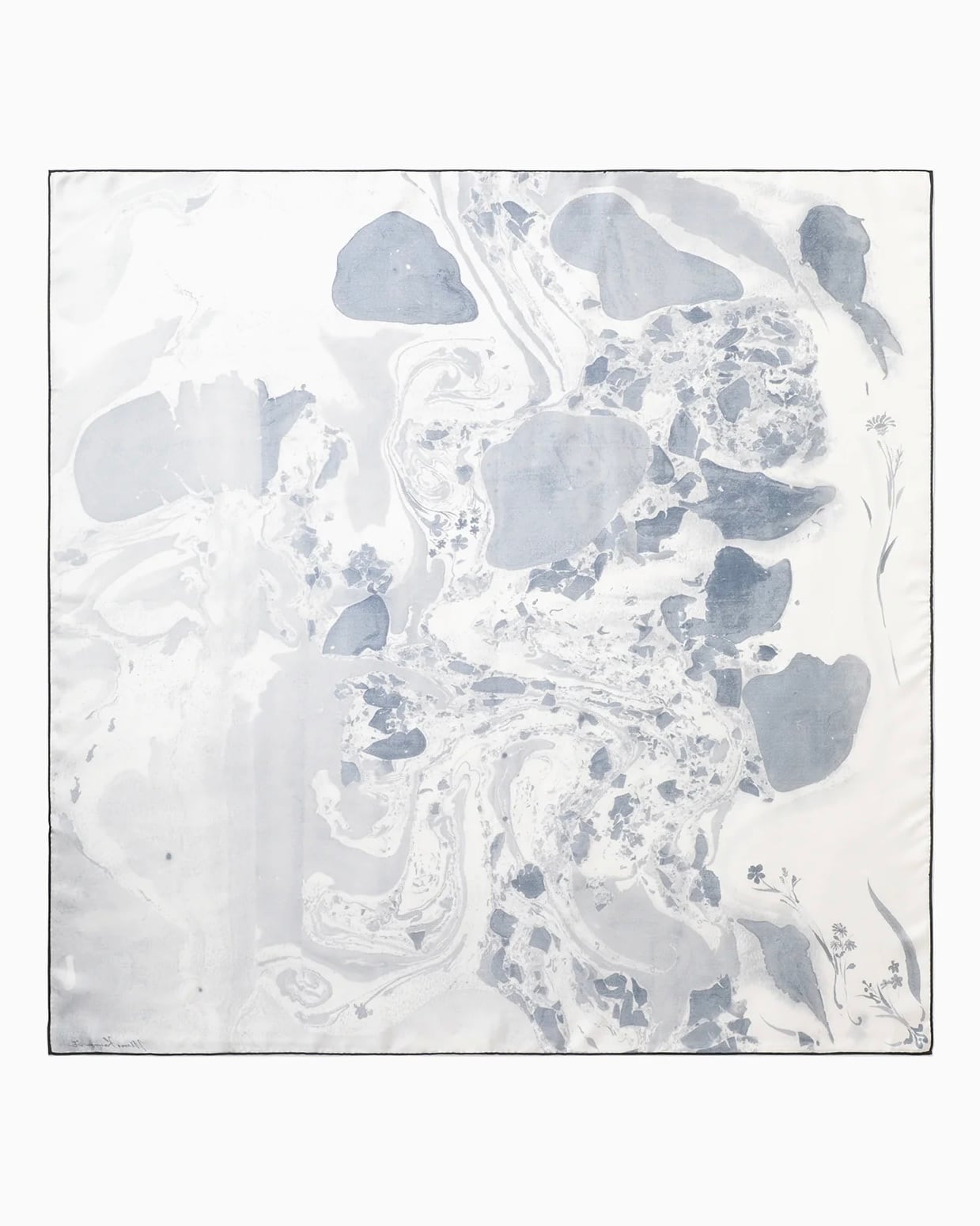 Mame Kurogouchi】Hand Printed Silk Scarf - grey | TOLMA.