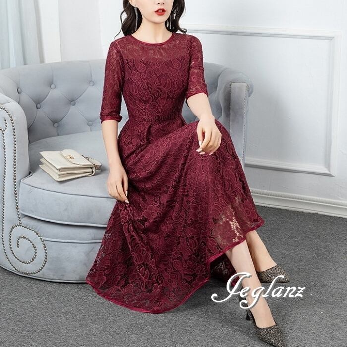 8色 総レース ワンピース 半袖 ドレス 肌透け 刺繍 エターナル(MB594)★ η☆