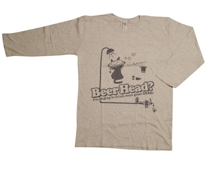 【在庫処分50%OFF】びーるのみT。7th『Beer Head ?』〔七部袖〕（グレー＋濃グレー）