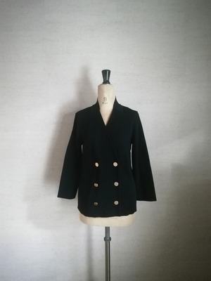 【Shiratakaknitichi】家庭で洗える本格派ダブルニットジャケット　ブラック