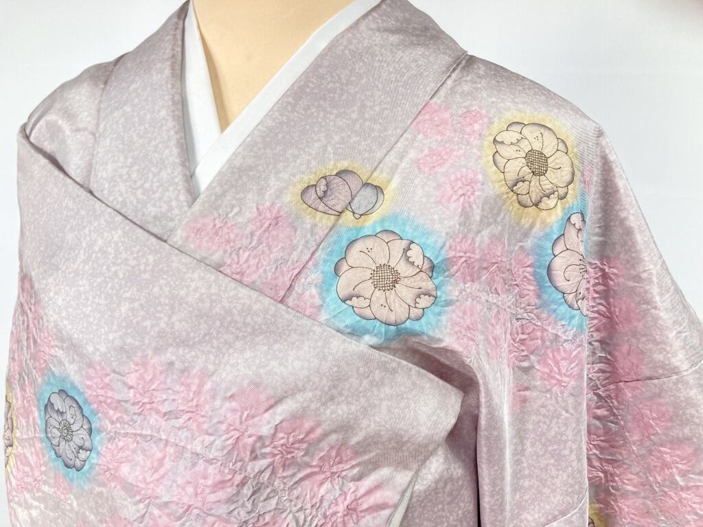 大島紬 辻が花絞り 天目染め 美品 訪問着 本場大島紬 正絹 袷 紫 大島紬 辻が花絞り 天目染め 美品 訪問着 本場大島紬 正絹 袷 紫