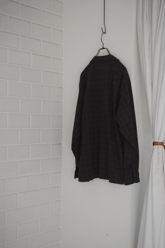 A.PRESSE / Silk Nep Loop Collar Shirts (BROWN)