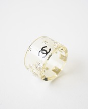 〈CHANEL〉CC Mark Rhinestone Clear Ring 2005AW