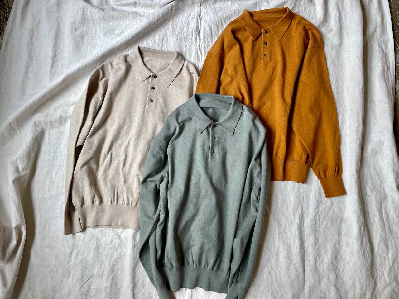 身幅62cmcrepuscule Knit Polo L/S ニットポロ