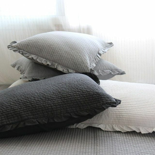 ホワイト キルティング シングル枕 Fablic interior イブル】さらさらウォッシュコットンのフリル
