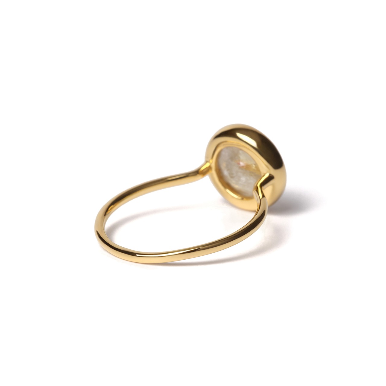 S925 ROUND STONE THIN RING -GOLD RUTILE QUARTZ- 03