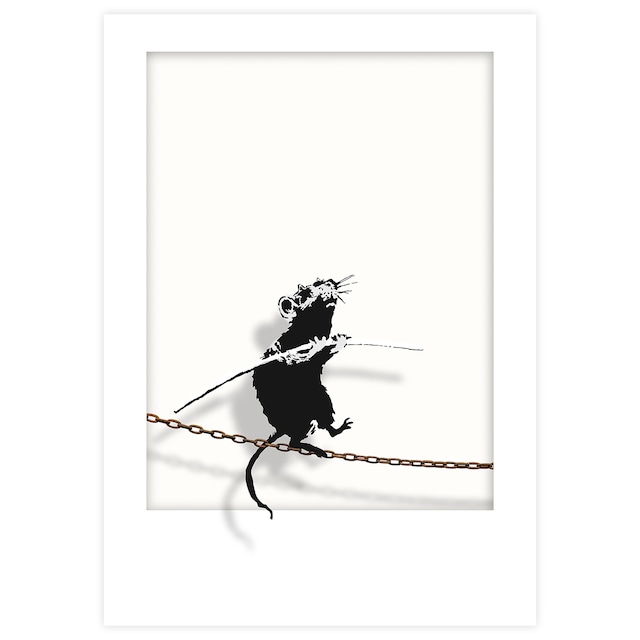 Banksy -Rat walking chain-