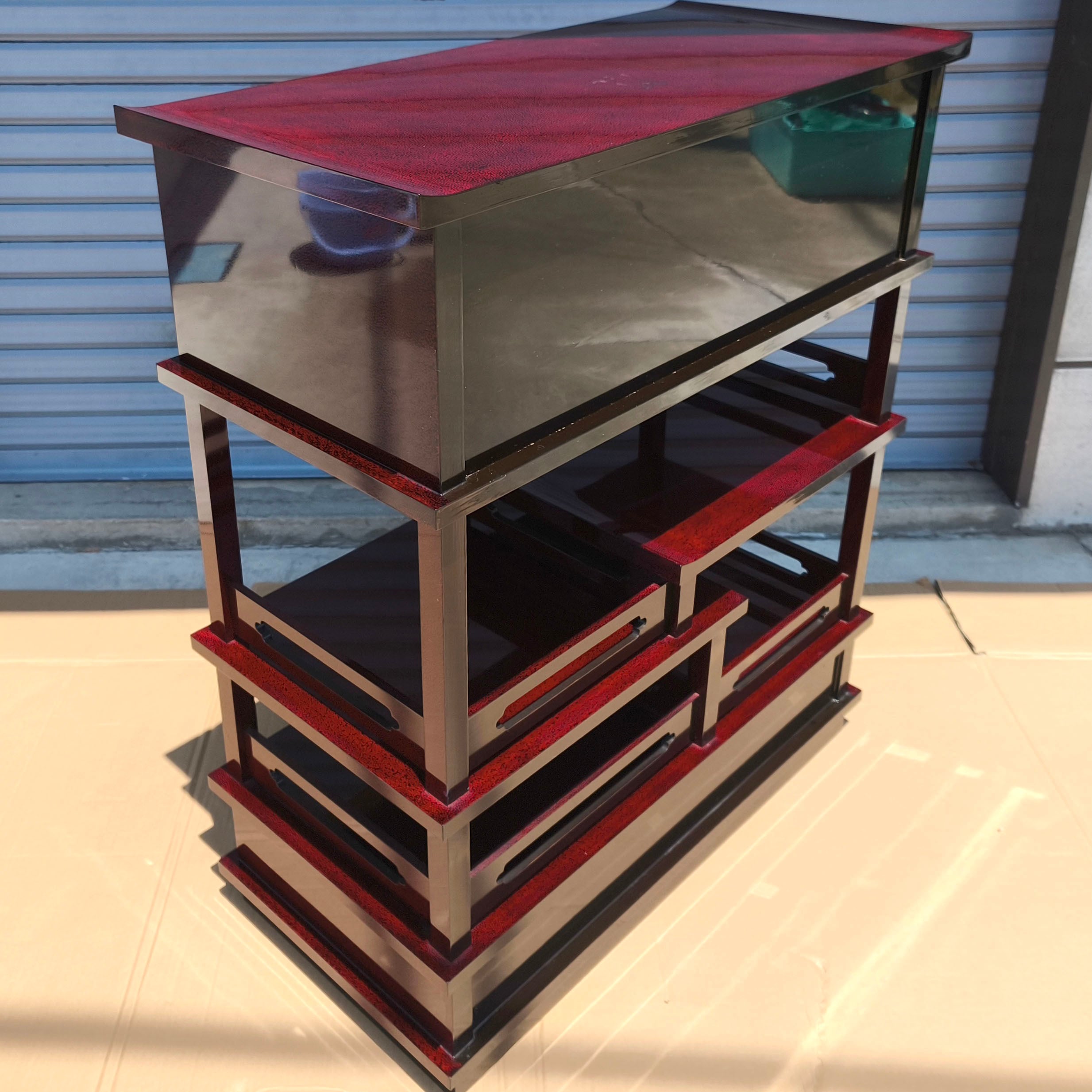 津軽塗（七々子塗）バカ塗り・飾り棚・伝統工芸・No.230801-86・梱包