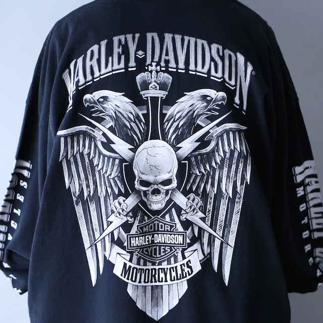 "HARLEY-DAVIDSON" front and back and sleeve printed XXL l/s tee