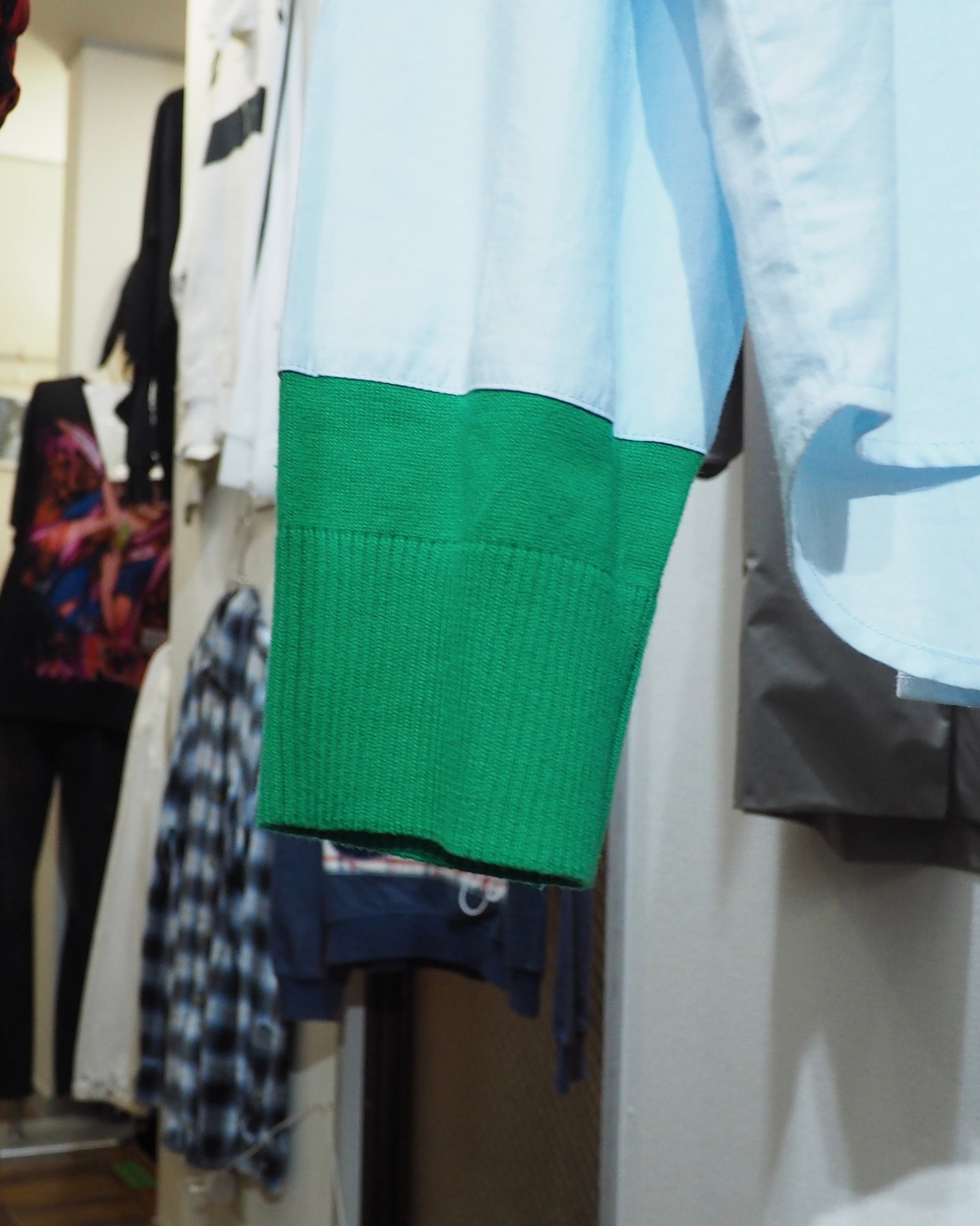 " EAFINETAL " Knit Docking Over silhouette Light Blue shirt