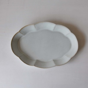 中林範夫（さんちゃ窯）白6寸楕円長花皿（23-020）