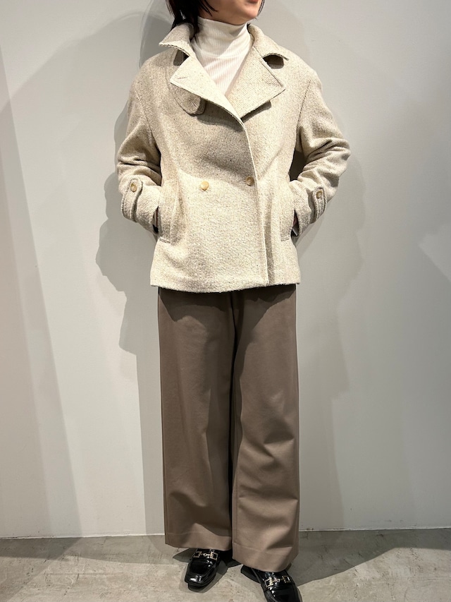カラーネップツイードコート（ベージュ）