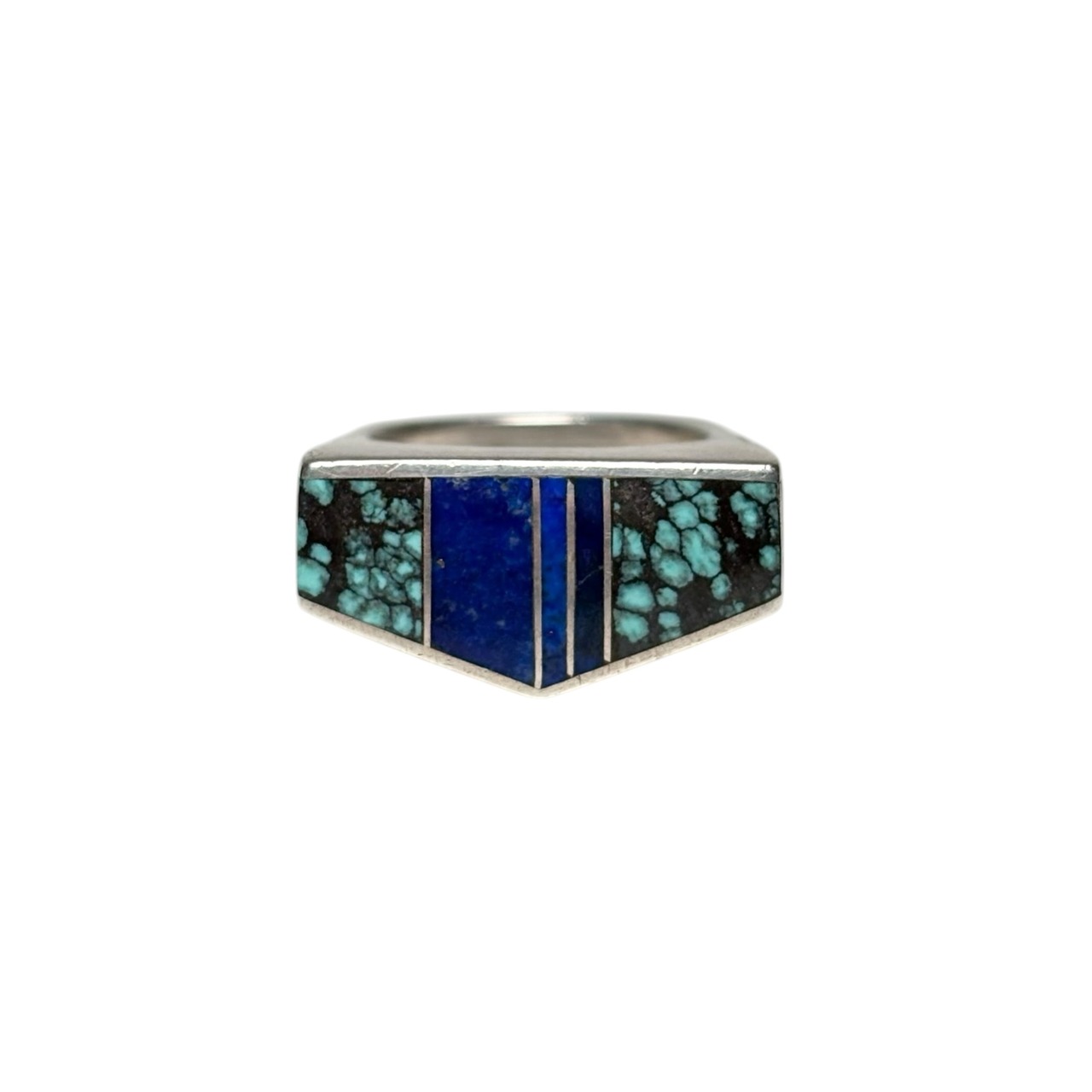 vintage silver inlay contemporary ring