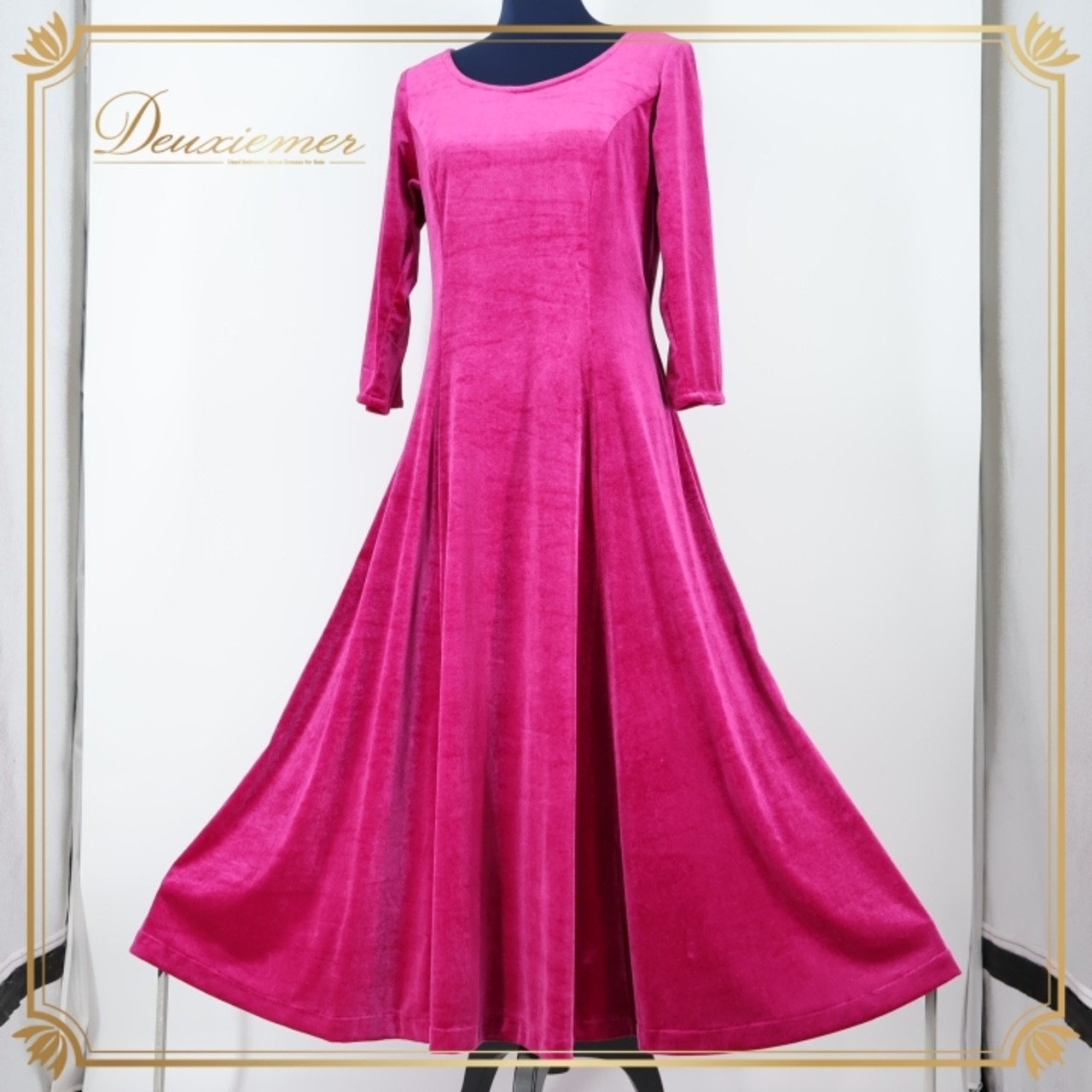 フラダンス 衣装 ワンピース ドレス ピンク系 マーメイドライン フラ ダンス ベロア 光沢 無地 シンプル 鮮やか MermaidLine MMJ エムエムジェイ 華やか 高級感 上品 かわいい