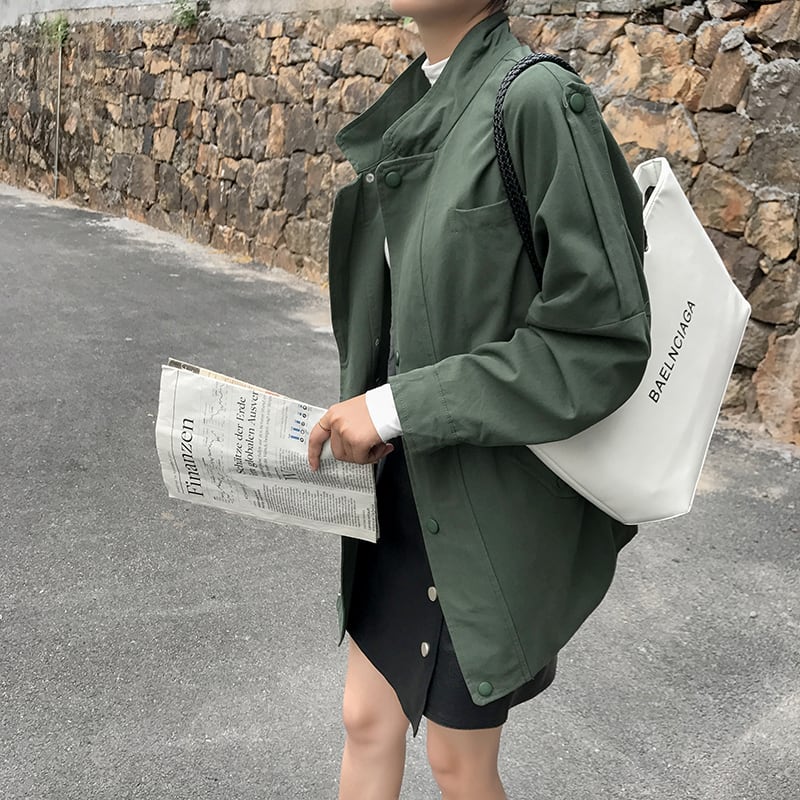 スタンドカラーミドル丈コート♪ ミリタリーコート風 普段使い スタンドカラーミドル丈コート♪ ミリタリーコート風 普段使い