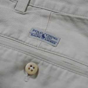 90s Polo by Ralph Lauren POLO CHINO ANDREW "made in USA" off-white W33L30相当 古着